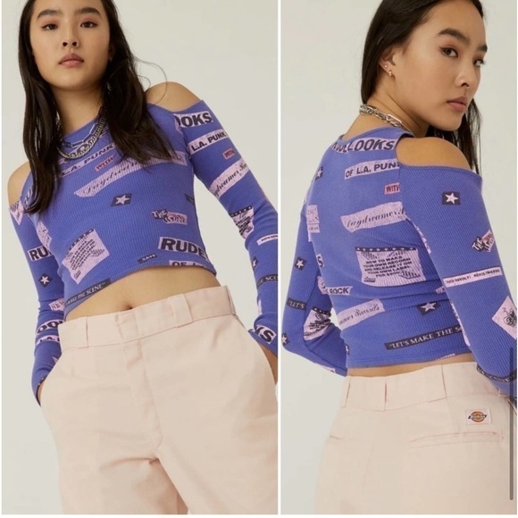 Daydreamer Rude Looks Cold Shoulder Thermal Long Sleeve Top - Picture 4 of 16